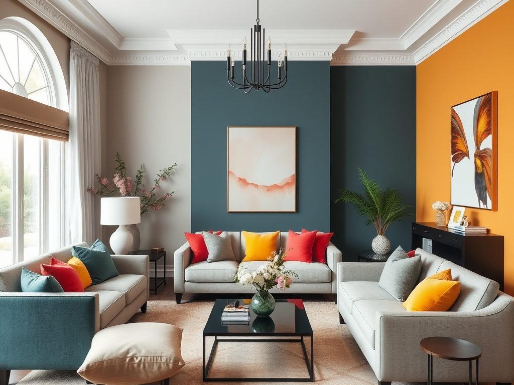 Akcent kolorystyczny w salonie: jak zbudować wyrazisty styl zgodnie z zasadą 60-30-10 i uniknąć typowych błędów